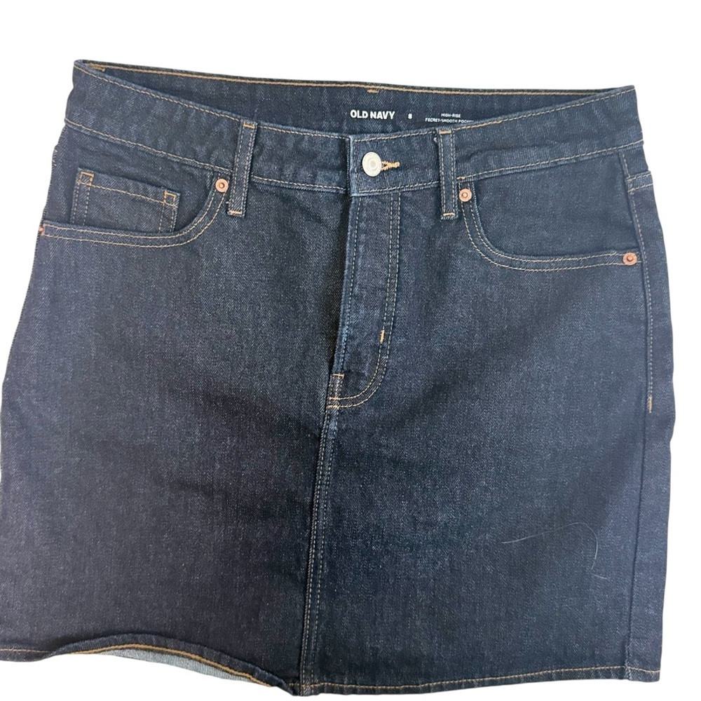 Old Navy Dark Blue A-Line Denim Skirt Size 8 - Picture 4 of 7